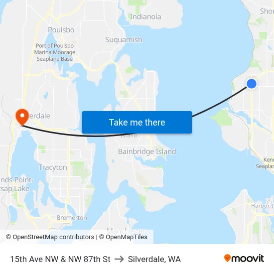 15th Ave NW & NW 87th St to Silverdale, WA map