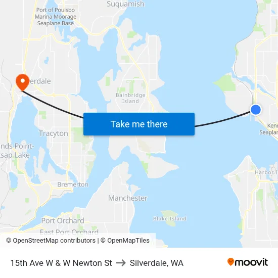 15th Ave W & W Newton St to Silverdale, WA map
