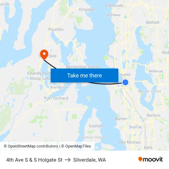 4th Ave S & S Holgate St to Silverdale, WA map