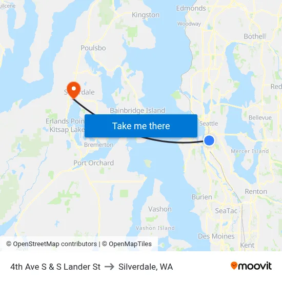 4th Ave S & S Lander St to Silverdale, WA map