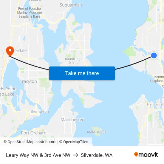 Leary Way NW & 3rd Ave NW to Silverdale, WA map