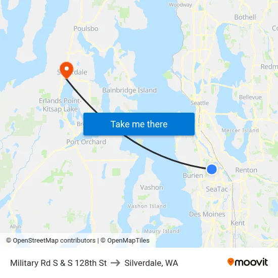 Military Rd S & S 128th St to Silverdale, WA map