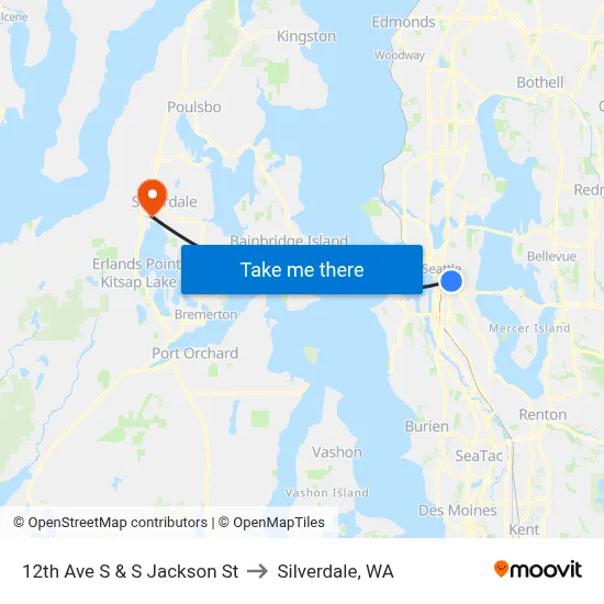 12th Ave S & S Jackson St to Silverdale, WA map