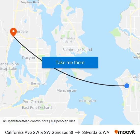 California Ave SW & SW Genesee St to Silverdale, WA map