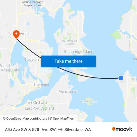 Alki Ave SW & 57th Ave SW to Silverdale, WA map