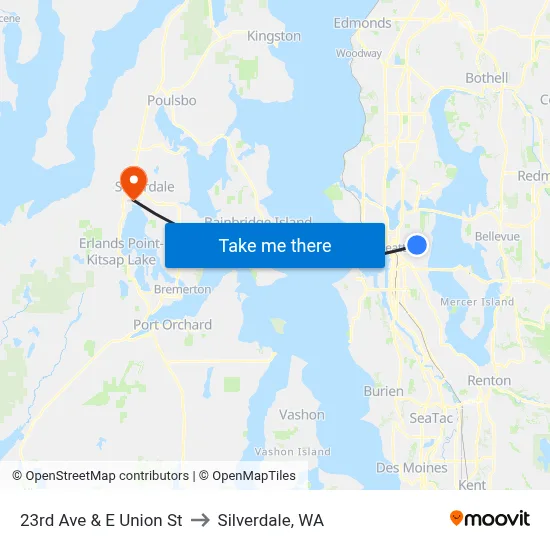 23rd Ave & E Union St to Silverdale, WA map