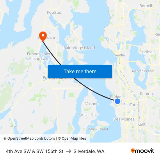 4th Ave SW & SW 156th St to Silverdale, WA map