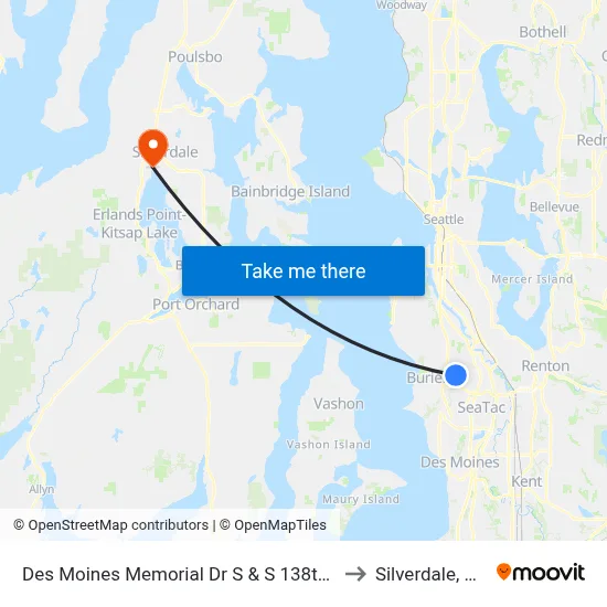 Des Moines Memorial Dr S & S 138th St to Silverdale, WA map