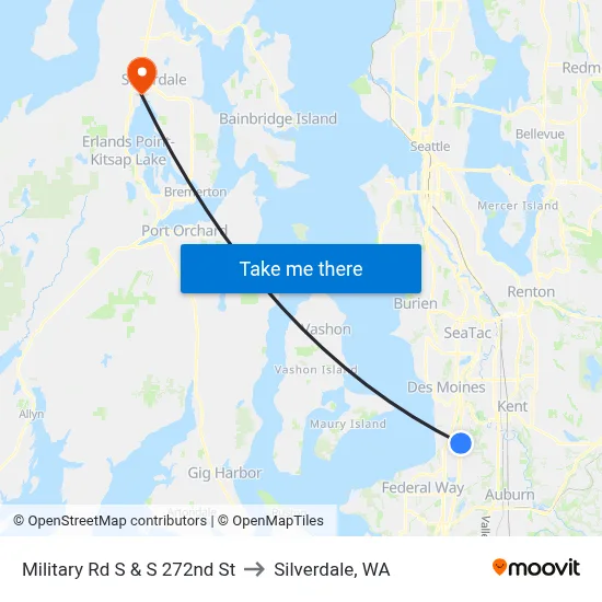 Military Rd S & S 272nd St to Silverdale, WA map