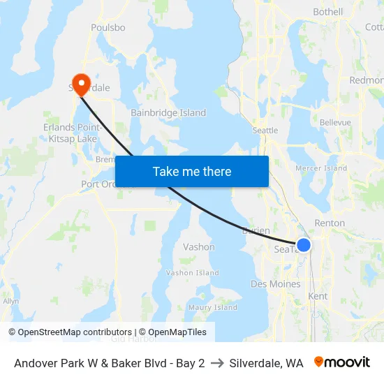 Andover Park W & Baker Blvd - Bay 2 to Silverdale, WA map