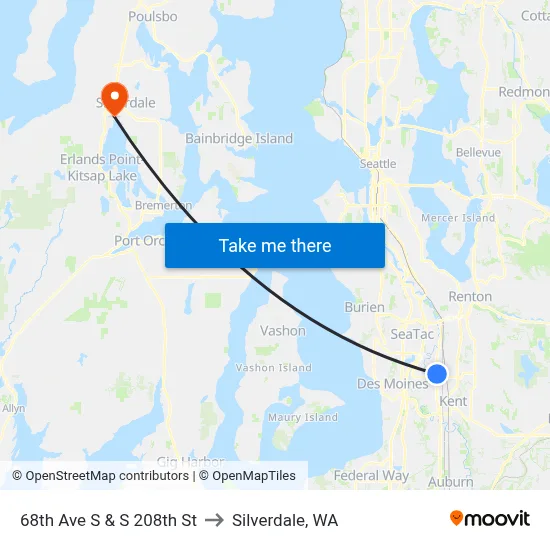 68th Ave S & S 208th St to Silverdale, WA map