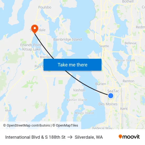 International Blvd & S 188th St to Silverdale, WA map