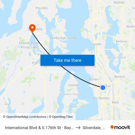 International Blvd & S 176th St - Bay 1 to Silverdale, WA map