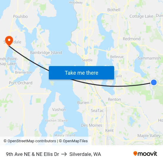 9th Ave NE & NE Ellis Dr to Silverdale, WA map