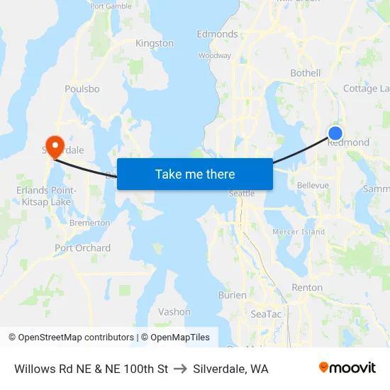 Willows Rd NE & NE 100th St to Silverdale, WA map