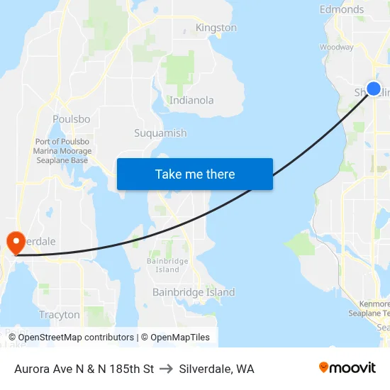 Aurora Ave N & N 185th St to Silverdale, WA map