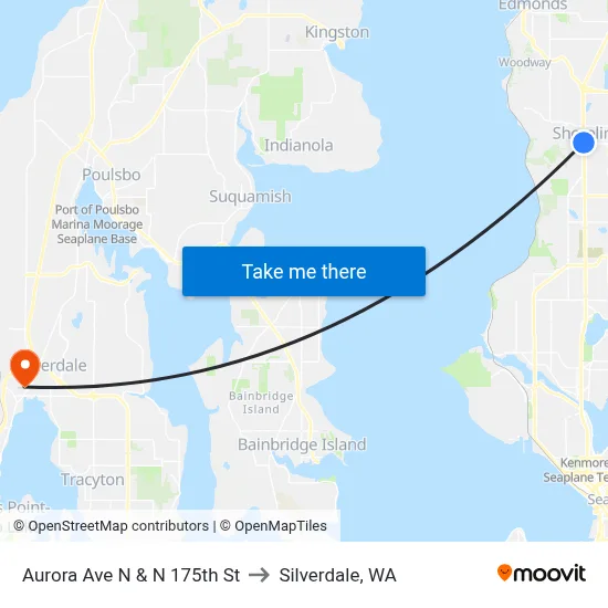 Aurora Ave N & N 175th St to Silverdale, WA map