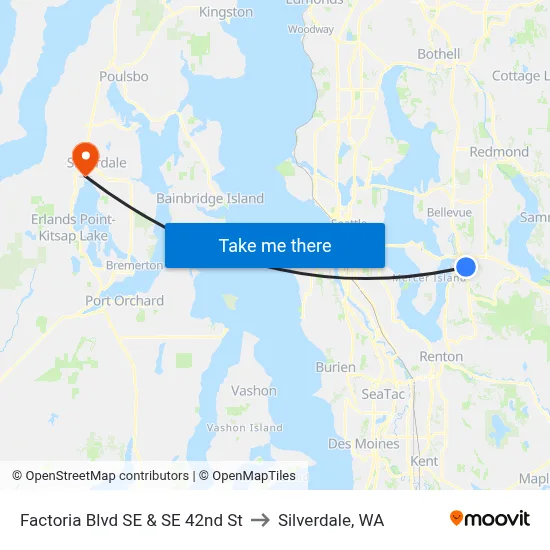 Factoria Blvd SE & SE 42nd St to Silverdale, WA map
