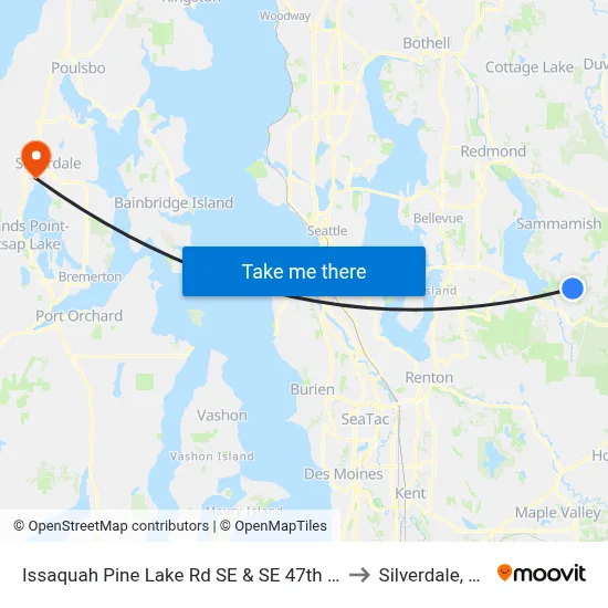 Issaquah Pine Lake Rd SE & SE 47th Way to Silverdale, WA map