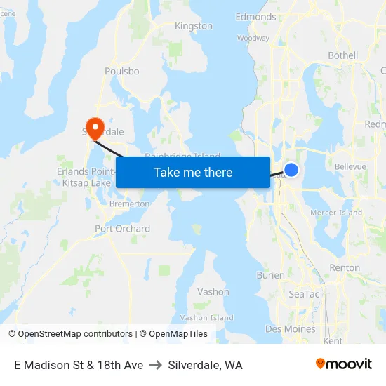 E Madison St & 18th Ave to Silverdale, WA map