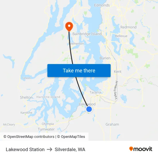 Lakewood Station to Silverdale, WA map