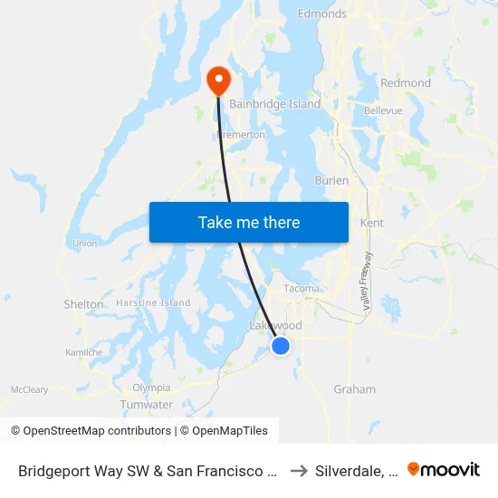 Bridgeport Way SW & San Francisco Ave SW to Silverdale, WA map