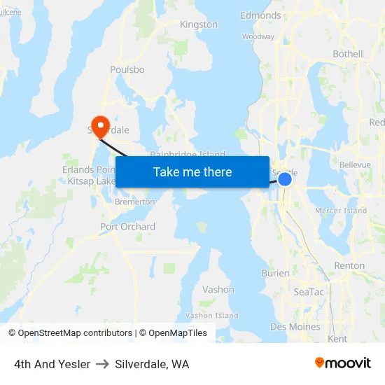 4th And Yesler to Silverdale, WA map