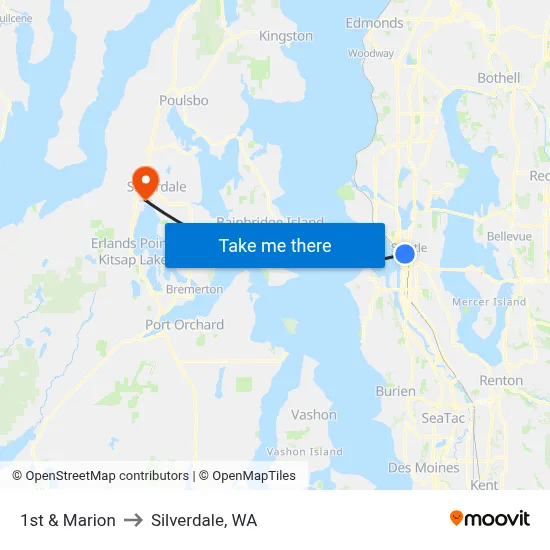 1st & Marion to Silverdale, WA map