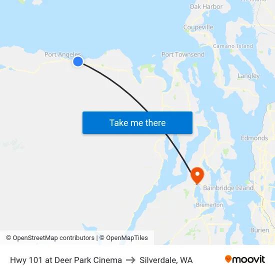 Hwy 101 at Deer Park Cinema to Silverdale, WA map