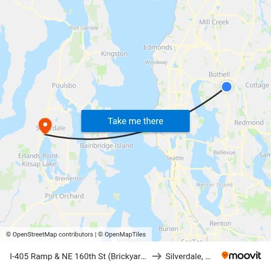 I-405 Ramp & NE 160th St (Brickyard) to Silverdale, WA map