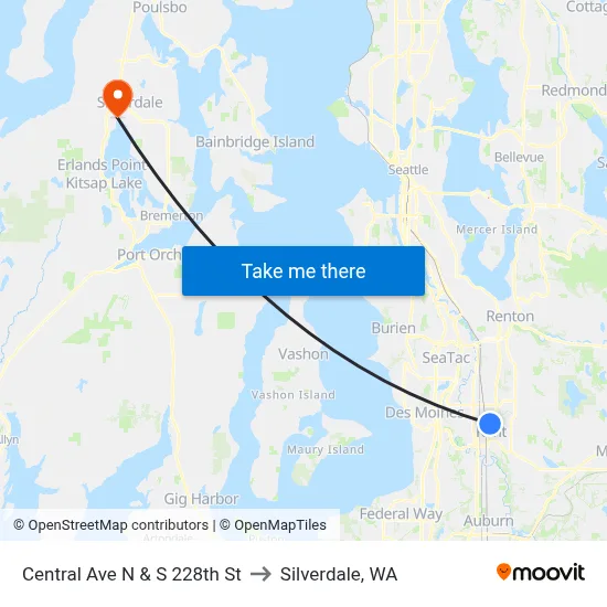 Central Ave N & S 228th St to Silverdale, WA map