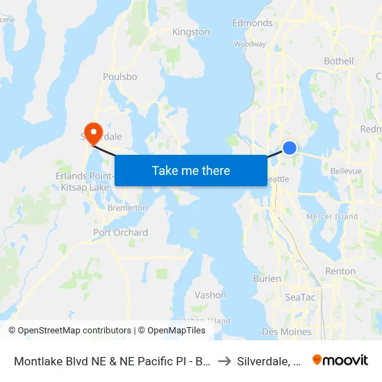 Montlake Blvd NE & NE Pacific Pl - Bay 3 to Silverdale, WA map