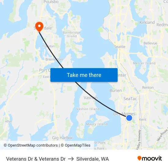 Veterans Dr & Veterans Dr to Silverdale, WA map