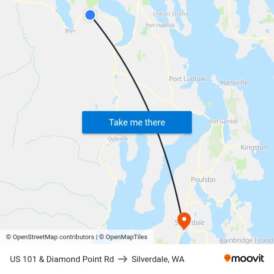 US 101 & Diamond Point Rd to Silverdale, WA map