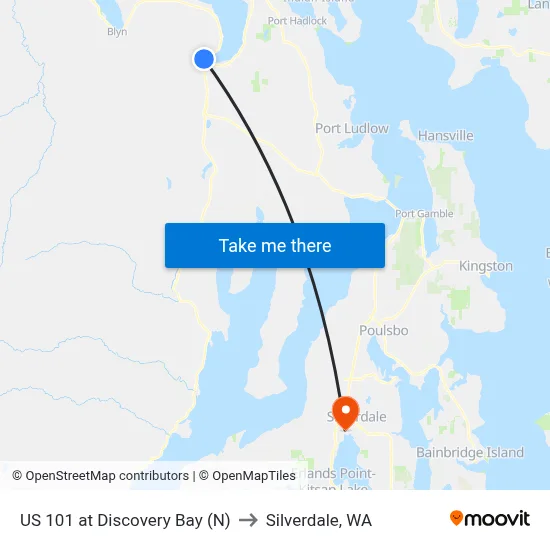 US 101 at Discovery Bay (N) to Silverdale, WA map