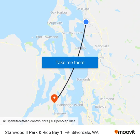 Stanwood II Park & Ride Bay 1 to Silverdale, WA map