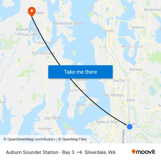 Auburn Sounder Station - Bay 3 to Silverdale, WA map