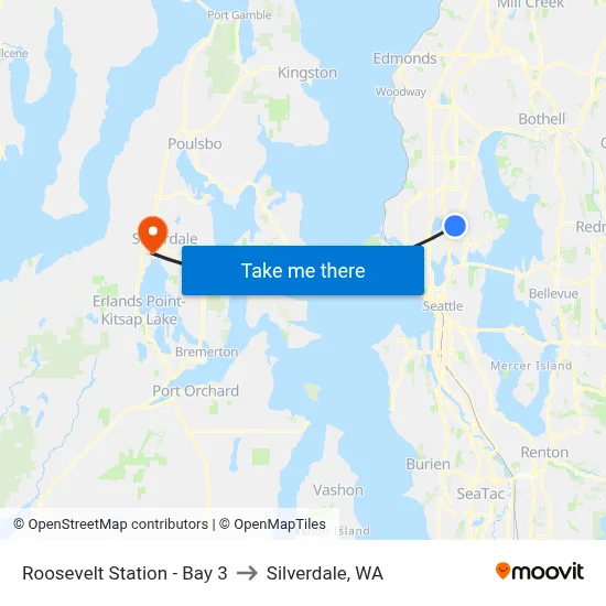 Roosevelt Station - Bay 3 to Silverdale, WA map