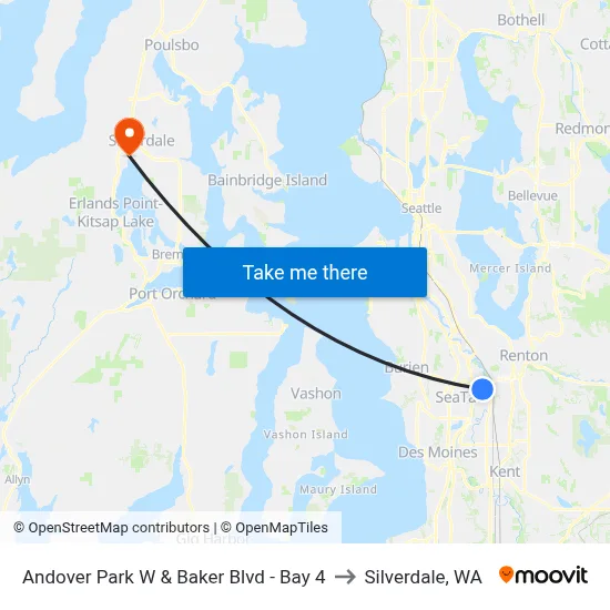 Andover Park W & Baker Blvd - Bay 4 to Silverdale, WA map