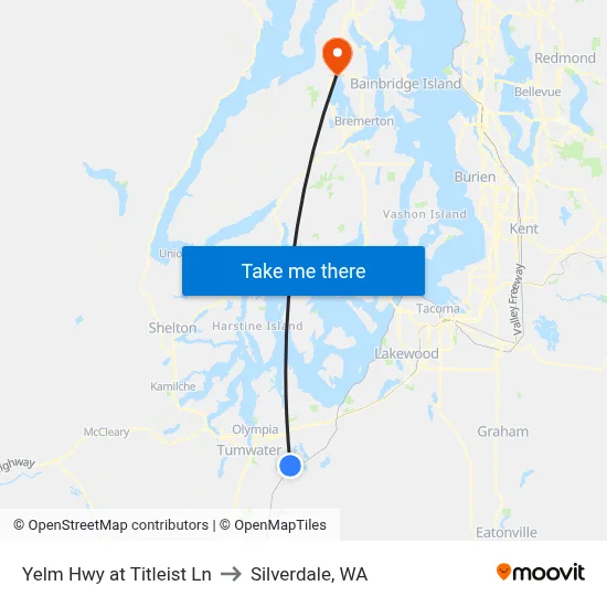 Yelm Hwy at Titleist Ln to Silverdale, WA map