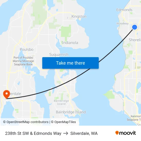 238th St SW & Edmonds Way to Silverdale, WA map