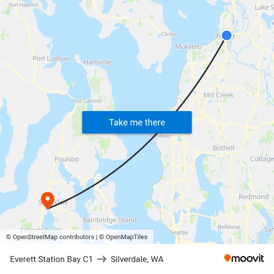 Everett Station Bay C1 to Silverdale, WA map