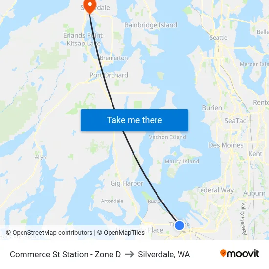 Commerce St Station - Zone D to Silverdale, WA map