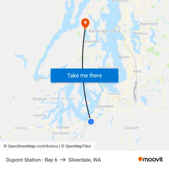 Dupont Station - Bay 6 to Silverdale, WA map