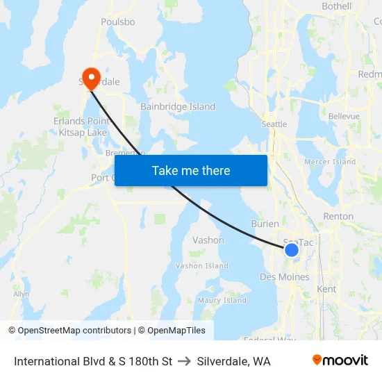 International Blvd & S 180th St to Silverdale, WA map