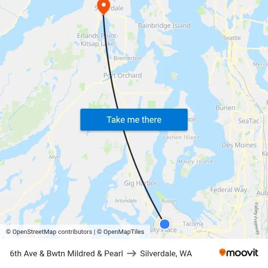 6th Ave & Bwtn Mildred & Pearl to Silverdale, WA map