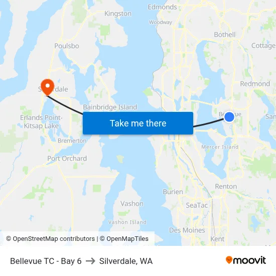 Bellevue TC - Bay 6 to Silverdale, WA map