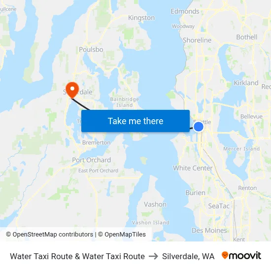 Water Taxi Route & Water Taxi Route to Silverdale, WA map