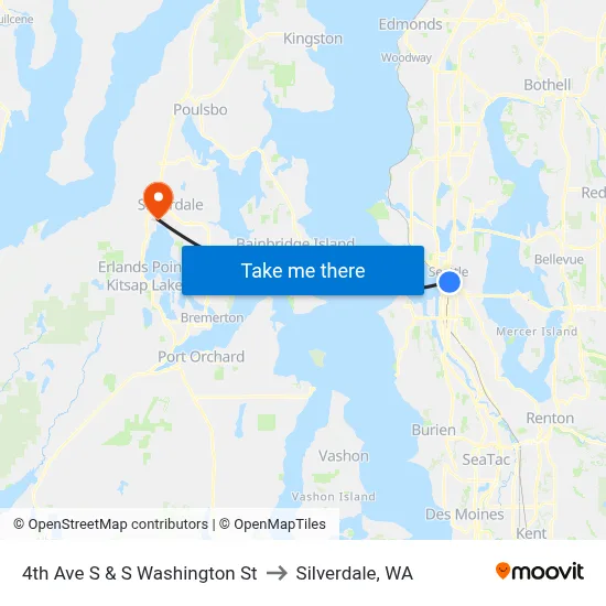 4th Ave S & S Washington St to Silverdale, WA map