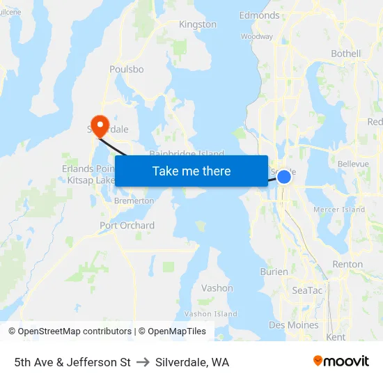 5th Ave & Jefferson St to Silverdale, WA map